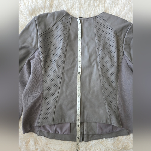 H by Halston Gray Leather Perforated Jacket Women Size 14 - Picture 4 of 8